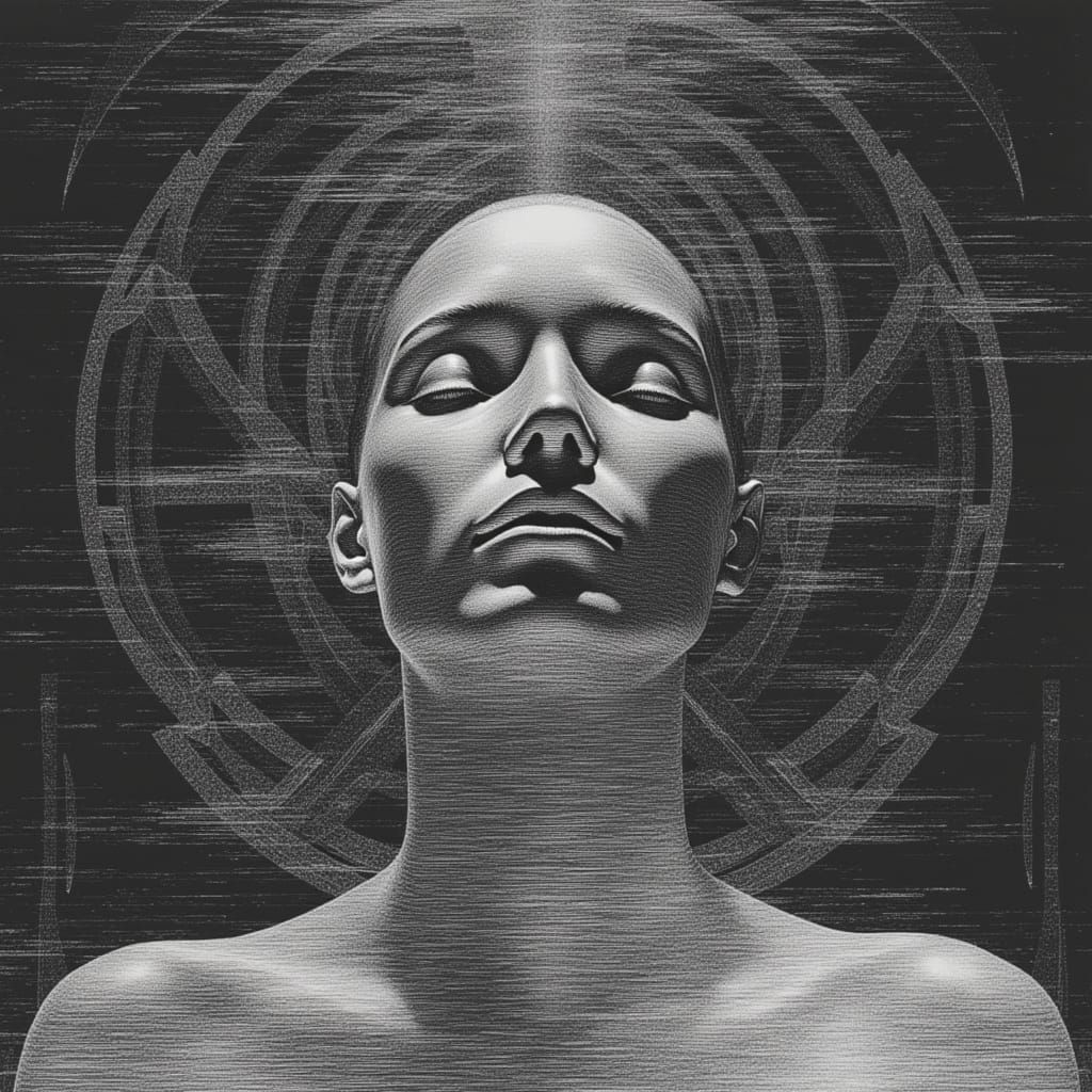 Monochromatic Digital Art in Cyberpunk Style