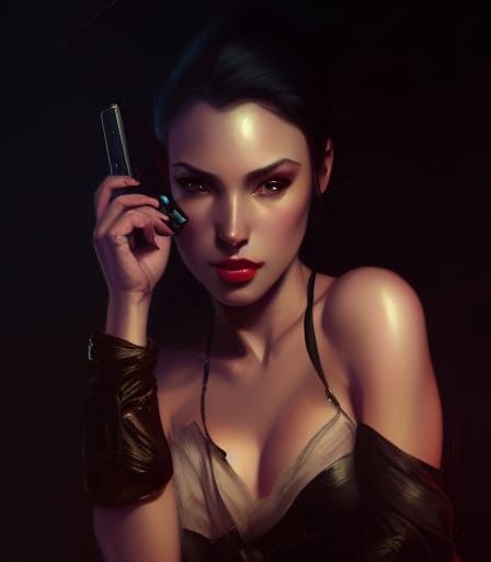 Gorgeous Noir Actress Portrait in Art Nouveau Style