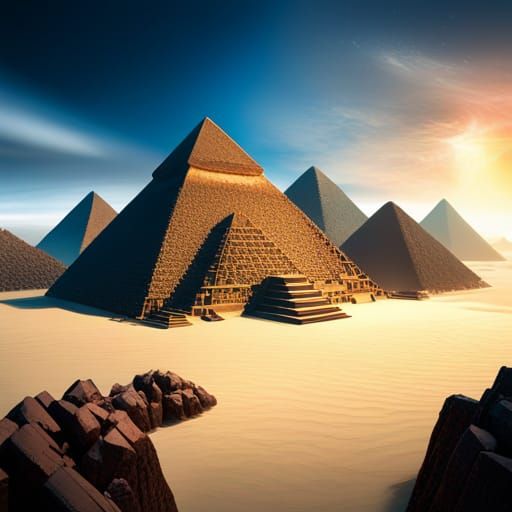 Fantastical Pyramids Ascend in Detailed Matte Painting