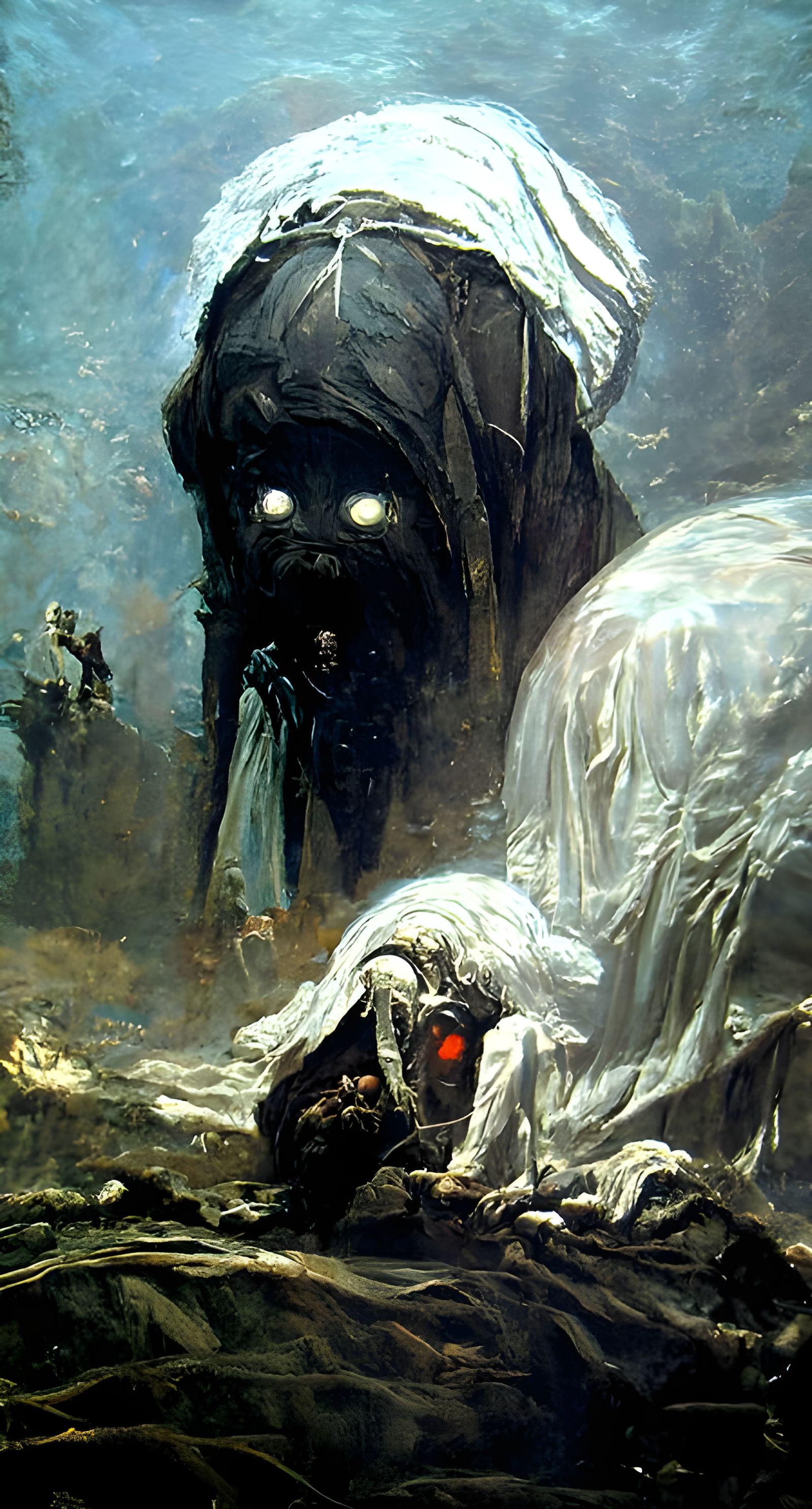 Eerie Horror Scene as a Gothic Engraving