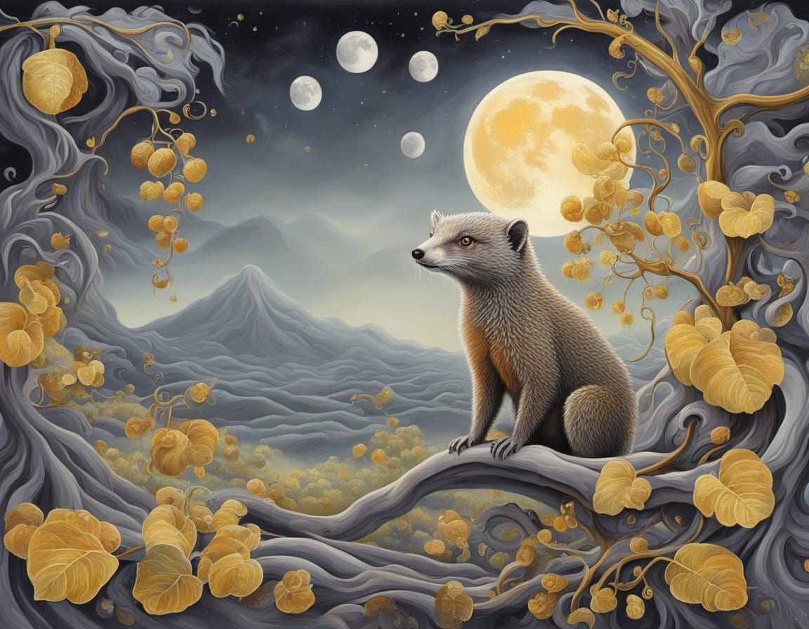 Abstract Surrealism Painting of a Desert Mongoose