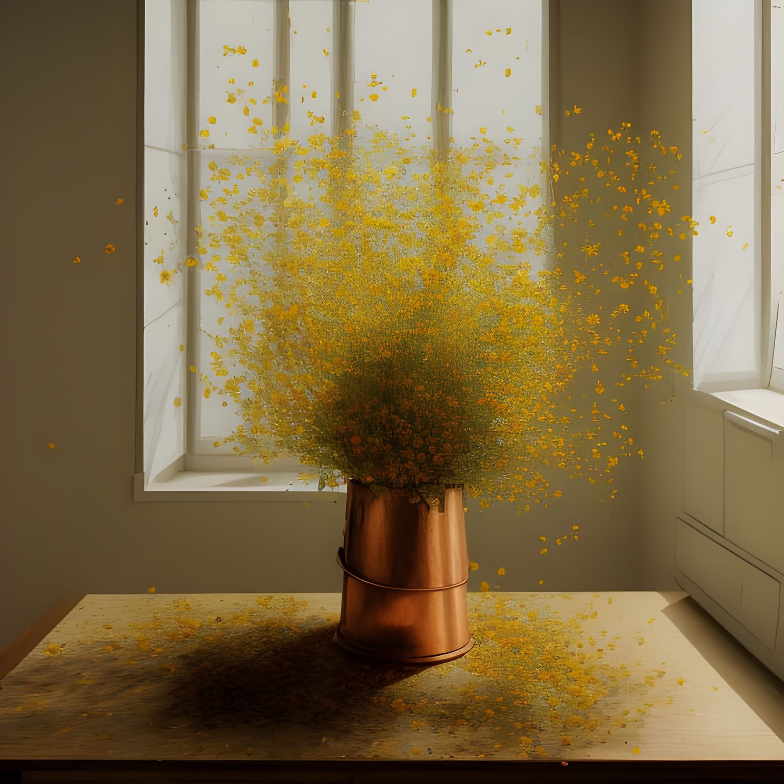 Radiant Flowers by Window in Hyperreal Style