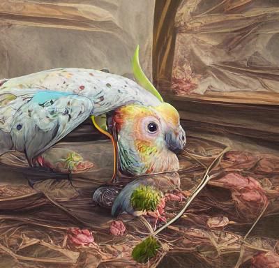 Prismatic Parrot: A Fantasy Illustration in Mixed Media