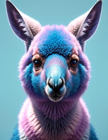 Kangaroo with Baby in Pouch, Digital Art