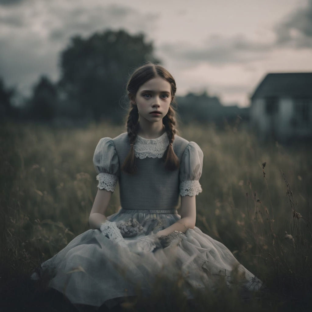 Ethereal Doll-Like Portrait in Moody Atmosphere