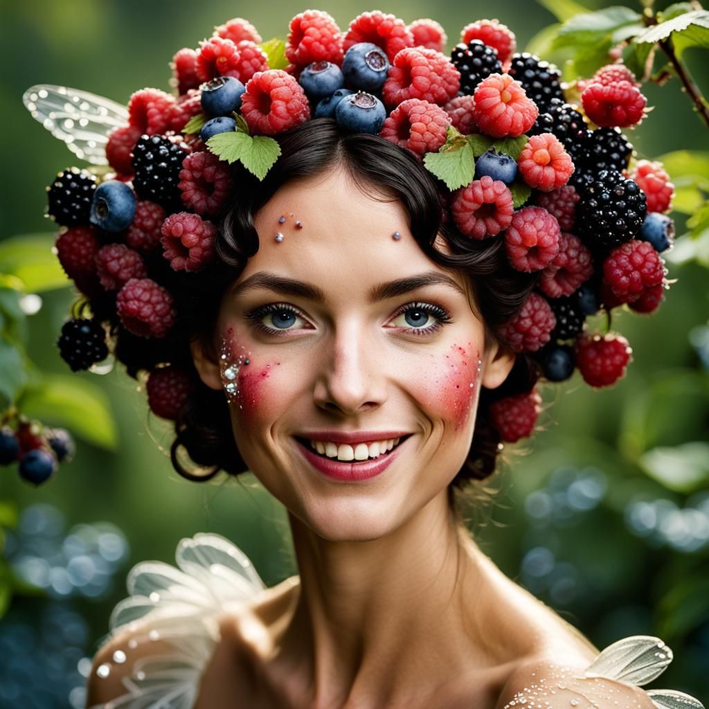 Berry Fairy Portrait with Pixie Dust and Bokeh