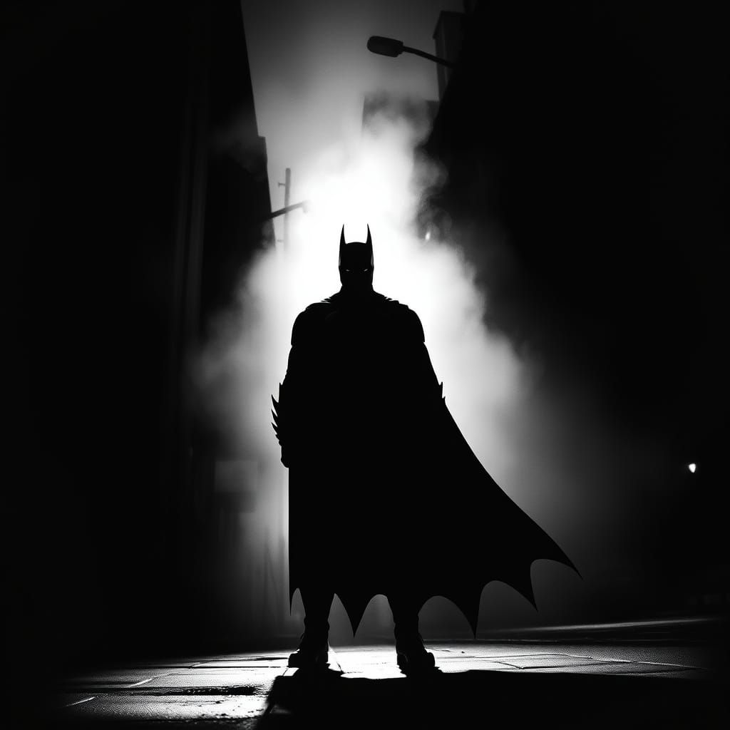 Batman in Smoky Street Corner, Classic Film Noir Style