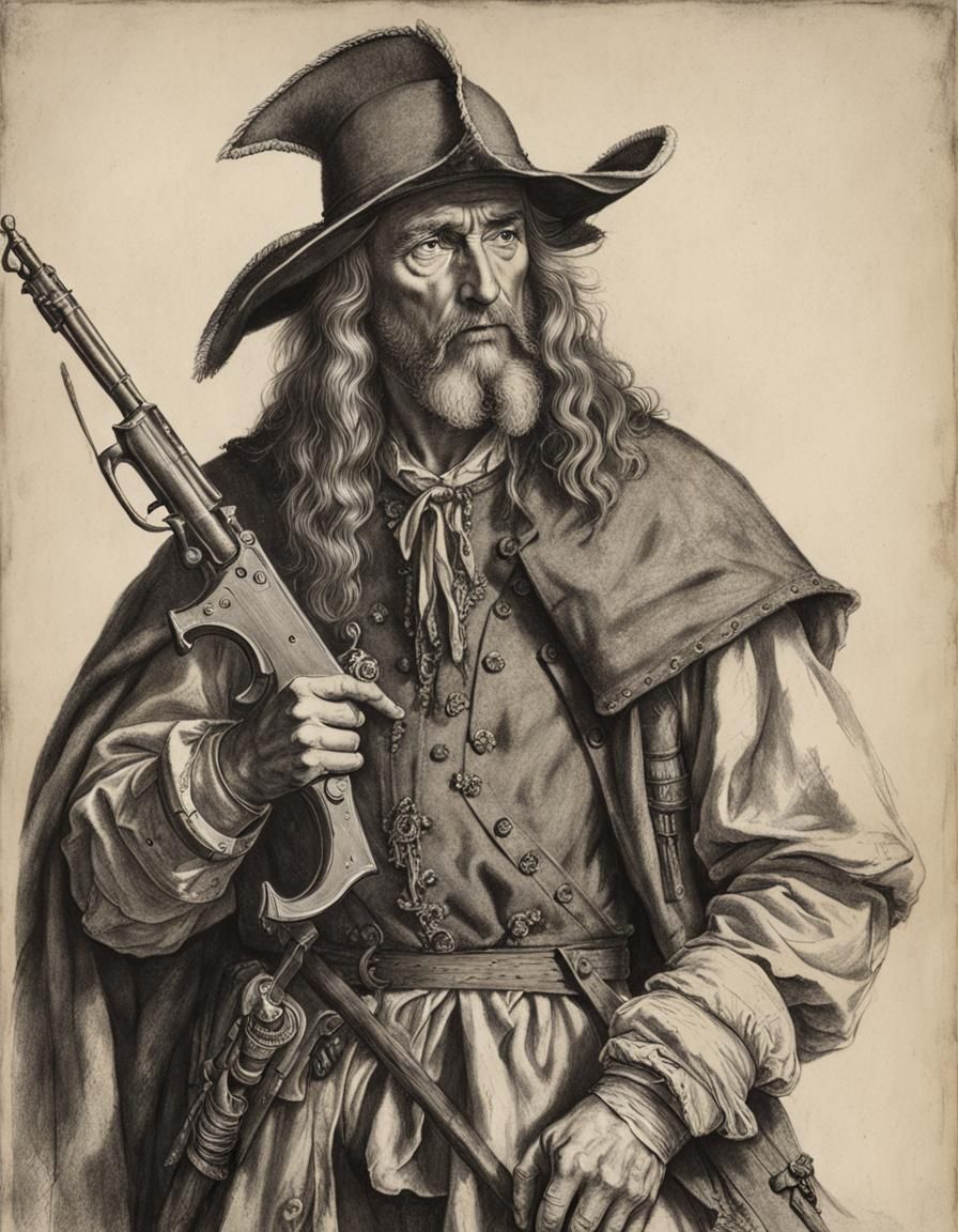 Child Adventurer with Flintlock Pistol, Durer Style