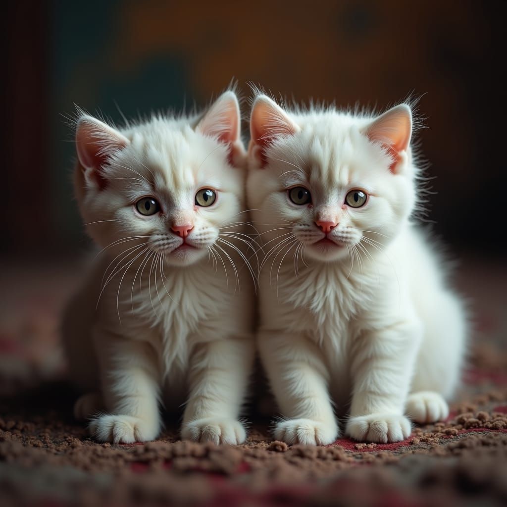 Hyperrealistic Kittens with Fluffy Paws in HDR Style
