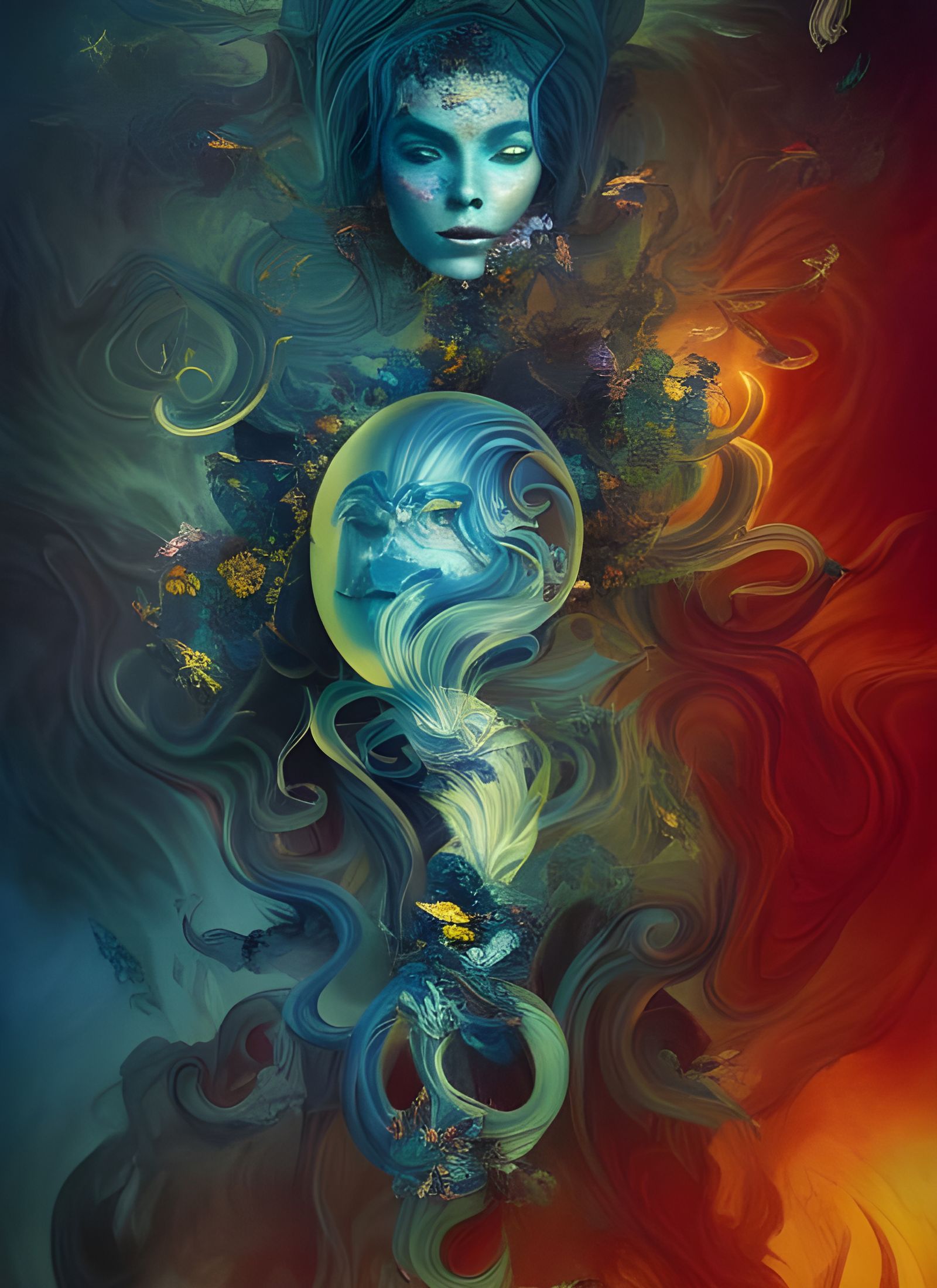 King of Cups Tarot Card in Digital Art Style