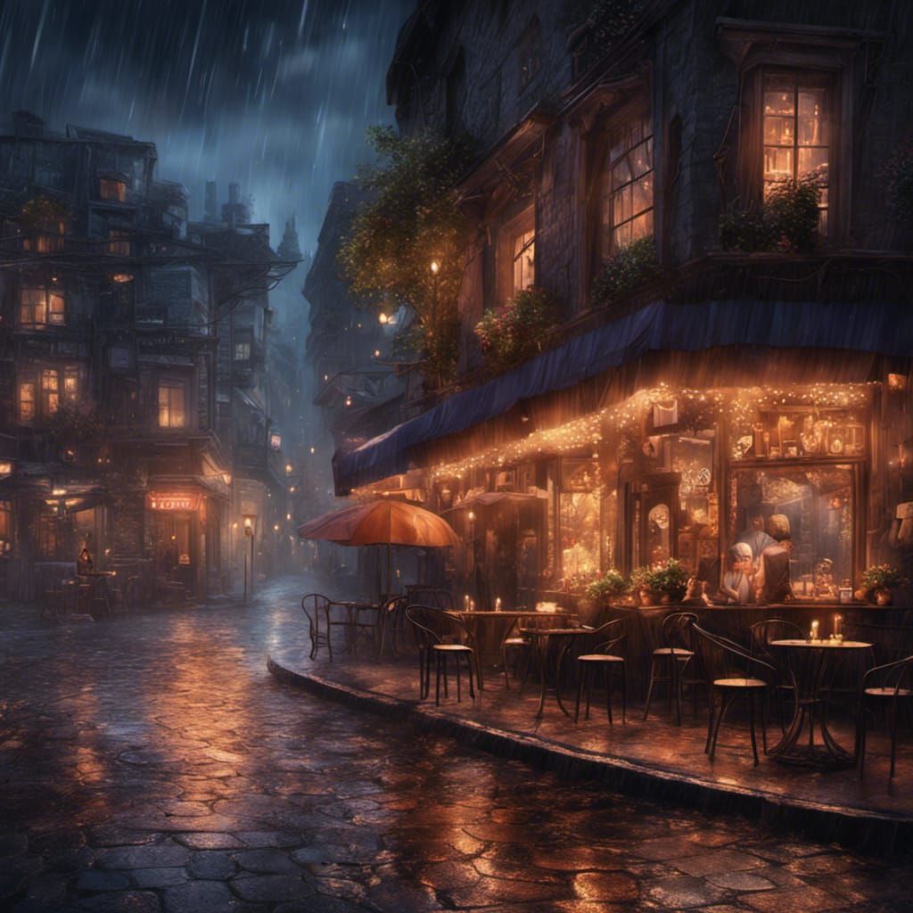 Rainy Night Cafe Scene in Unreal Engine 5