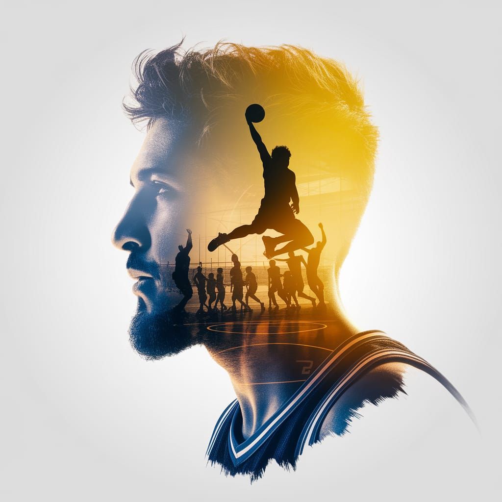 Basketball Player Silhouette in Hyperrealistic Digital Art