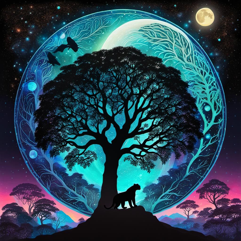 Black Panther Double Exposure Astral Illustration