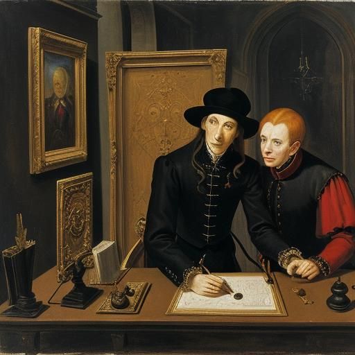 Noble Vampire Portrait in Soutine and van Eyck Style