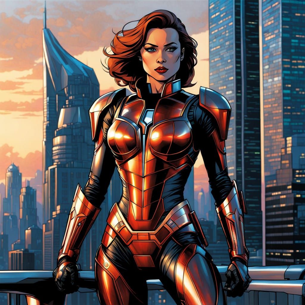 Iron Woman in Biomechanical Futurism