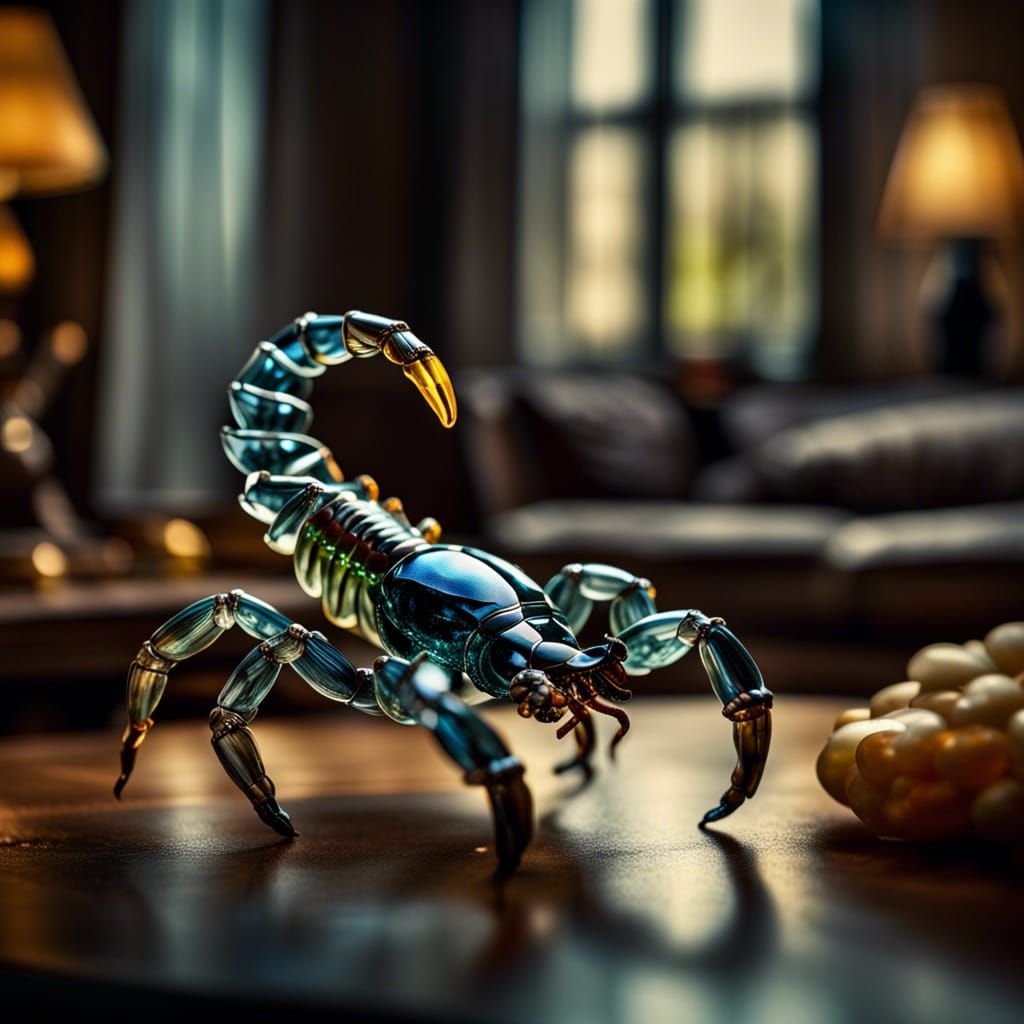 Photorealistic Glass Scorpion with Intricate Details
