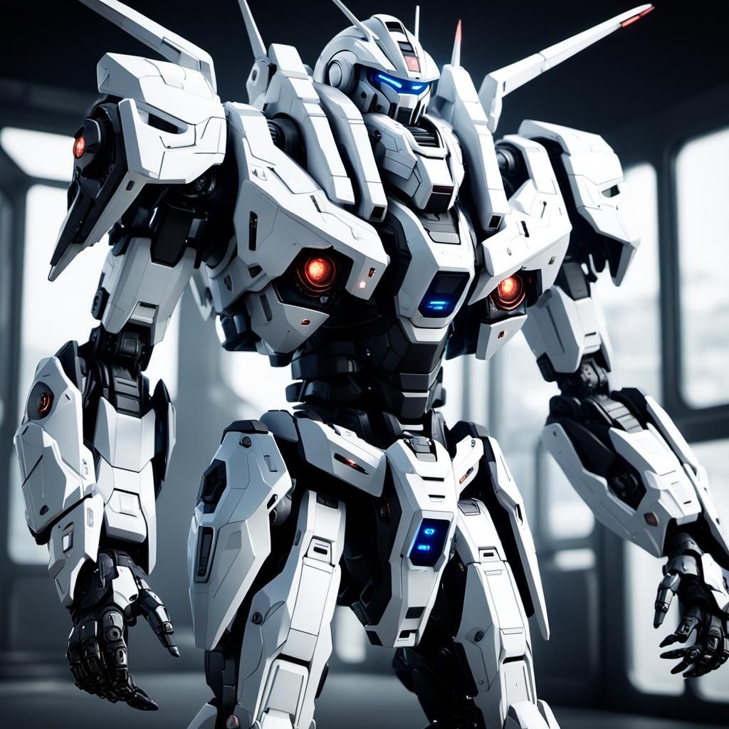 Futuristic Extraterrestrial Gundam Mech Suit in Detailed Mat...