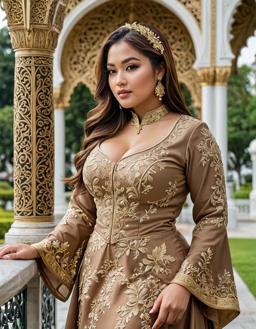 Bruneian Woman Portrait with Mosque in Digital Art