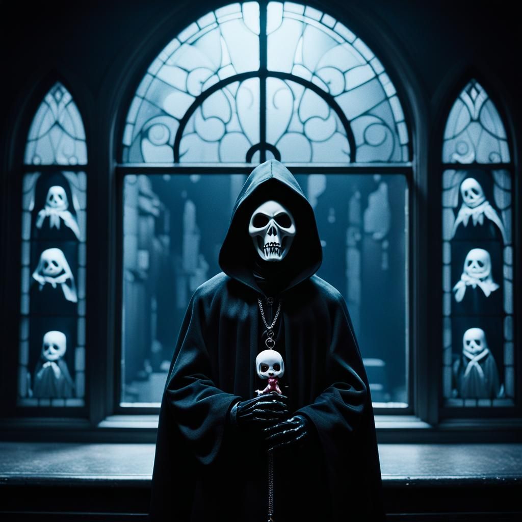 Ghostface Bratz Doll Fusion in Dark Grim Reaper Style