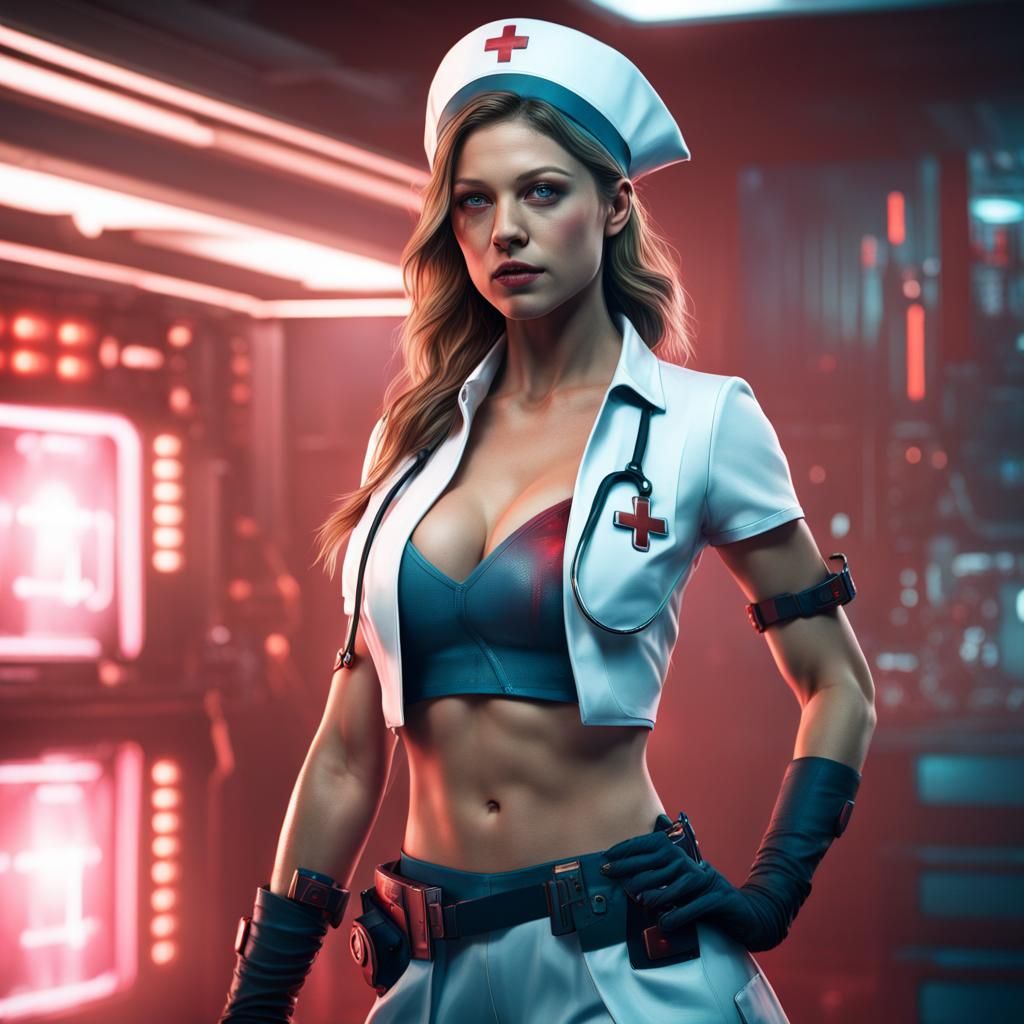 Cyberpunk Nurse: Detailed Matte Painting in 8K