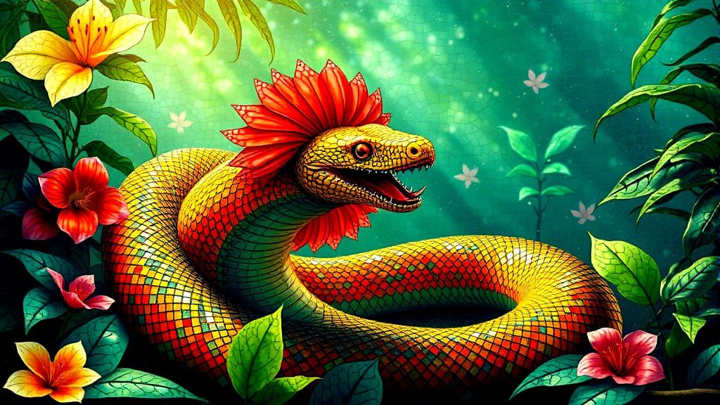 Mosaic Serpent in Amazon Rainforest