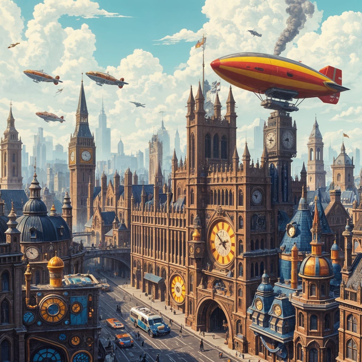Futuristic 19th Century London with Robots and Flying Cars i...