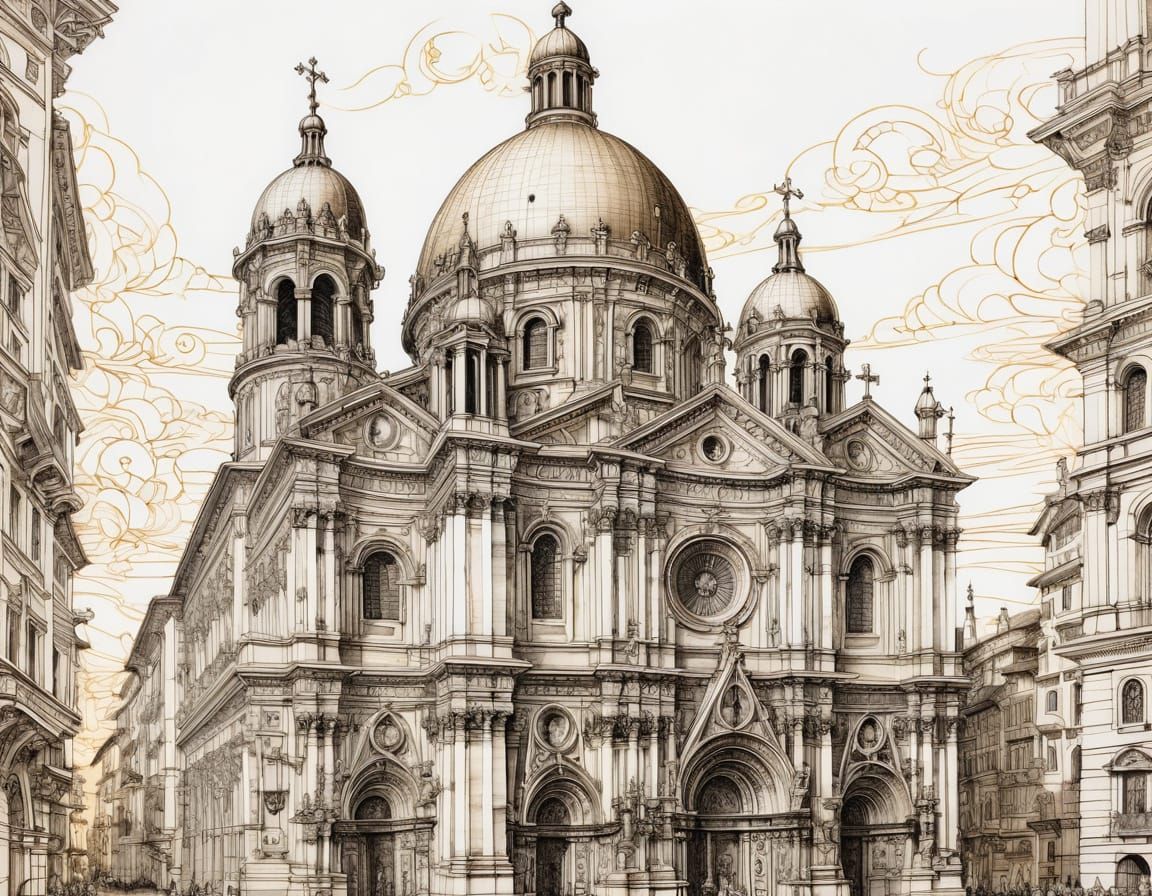 Renaissance Church Masterpiece in Golden Light