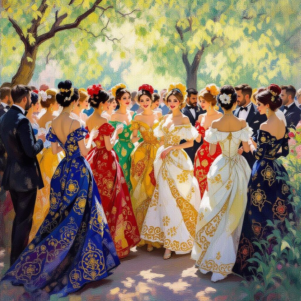 Golden Accents in a Renoir-esque Dance Scene