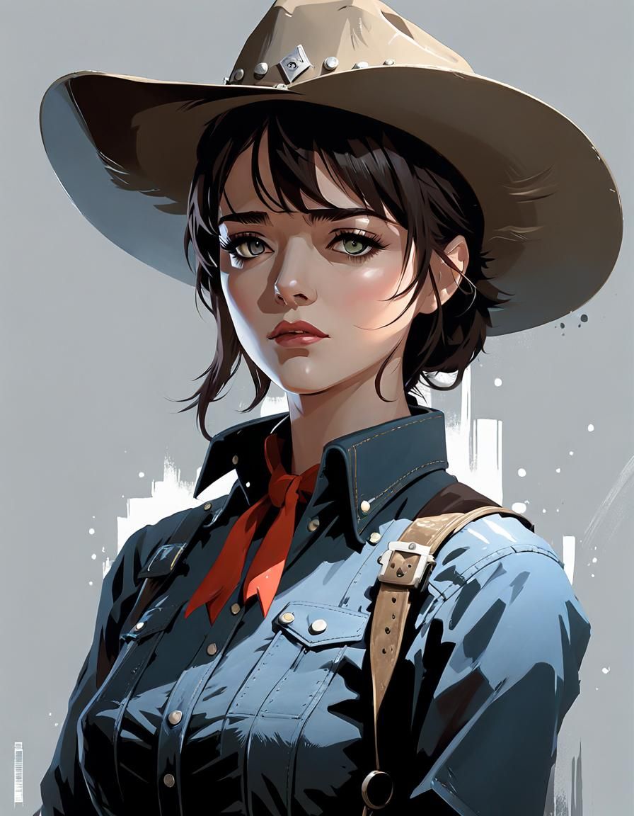 Redneck Cowgirl: Anime-Style Arya Stark Portrait