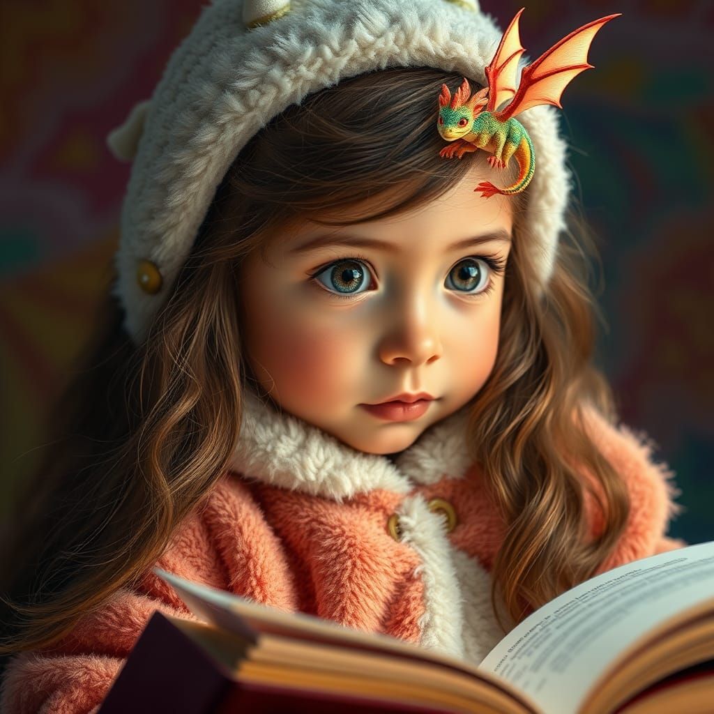 Enchanted Dragon Tale: Hyperrealistic Girl Portrait