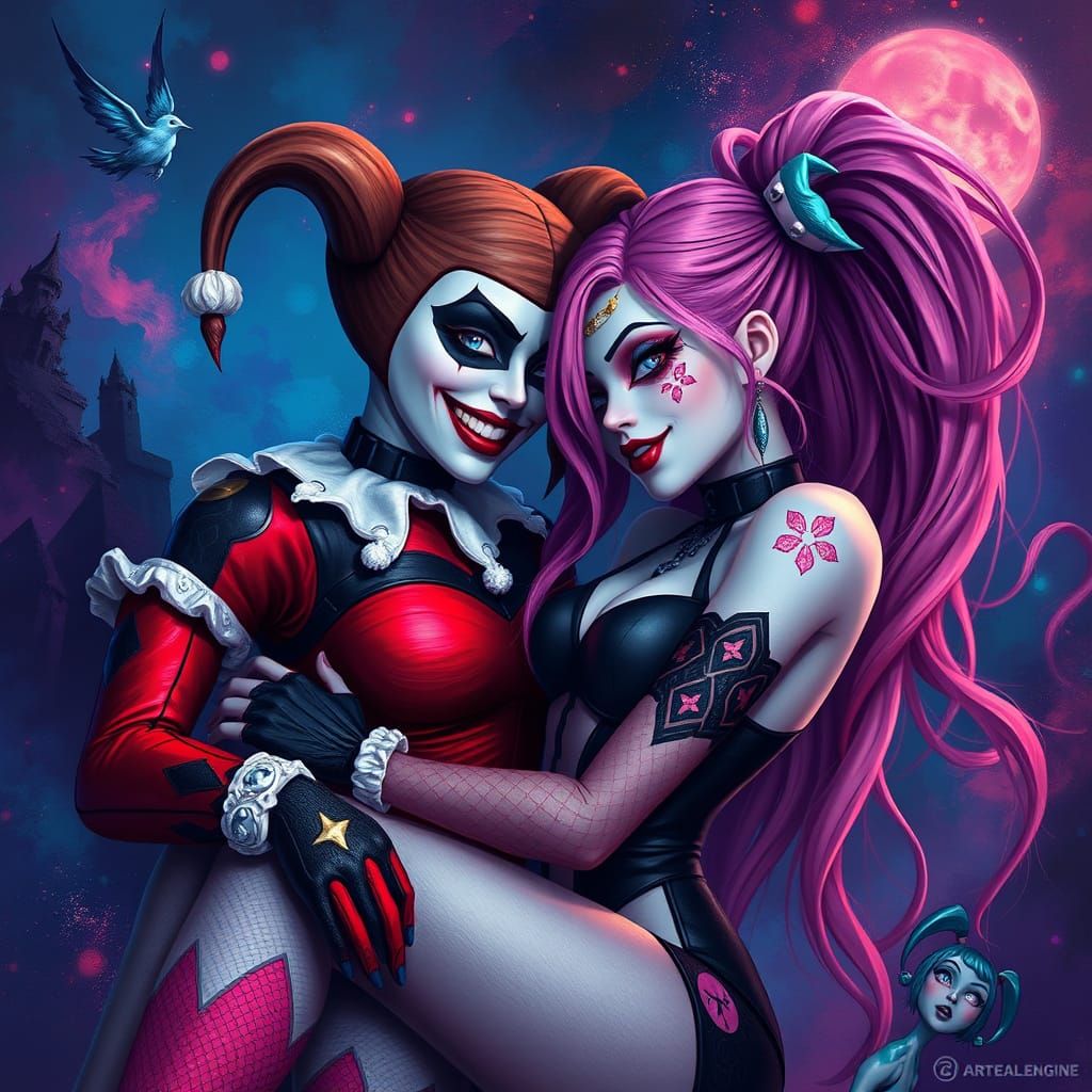Surreal Duality of Harley Quinn and Bubblegum