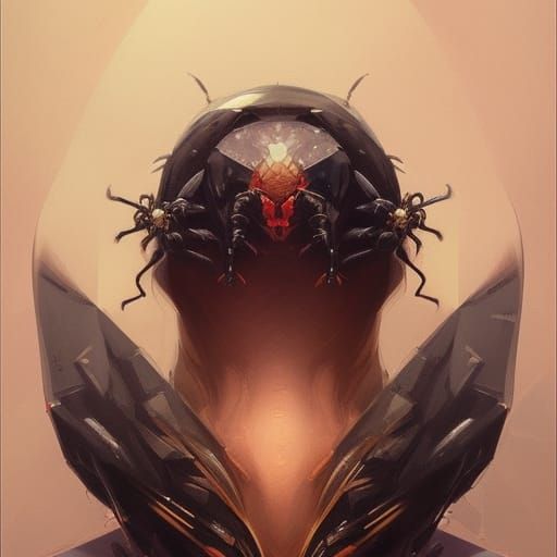 Detailed Spider Portrait in Art Nouveau Style