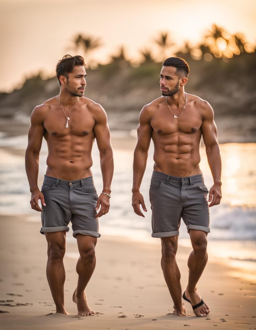 Gay Latino Couple on Beach: Professional Photography