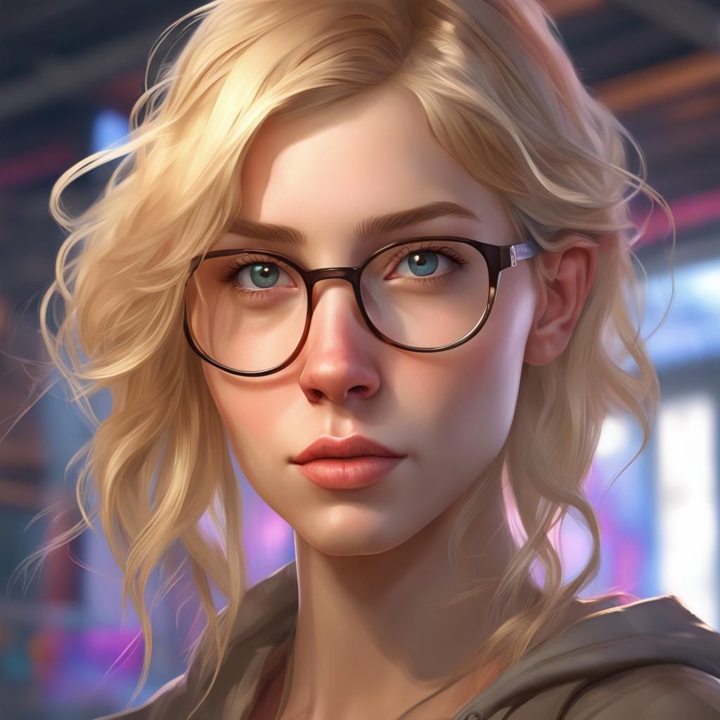 Portrait of a Blonde Woman in Digital Art Style