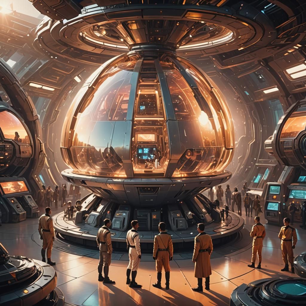 Retrofuturistic Spaceship Shines in Sunset