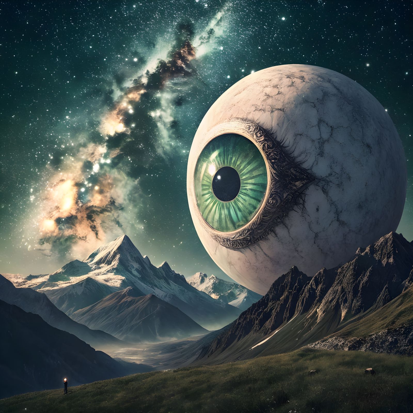 Gigantic Moon Eyeball Dominates the Dark Sky