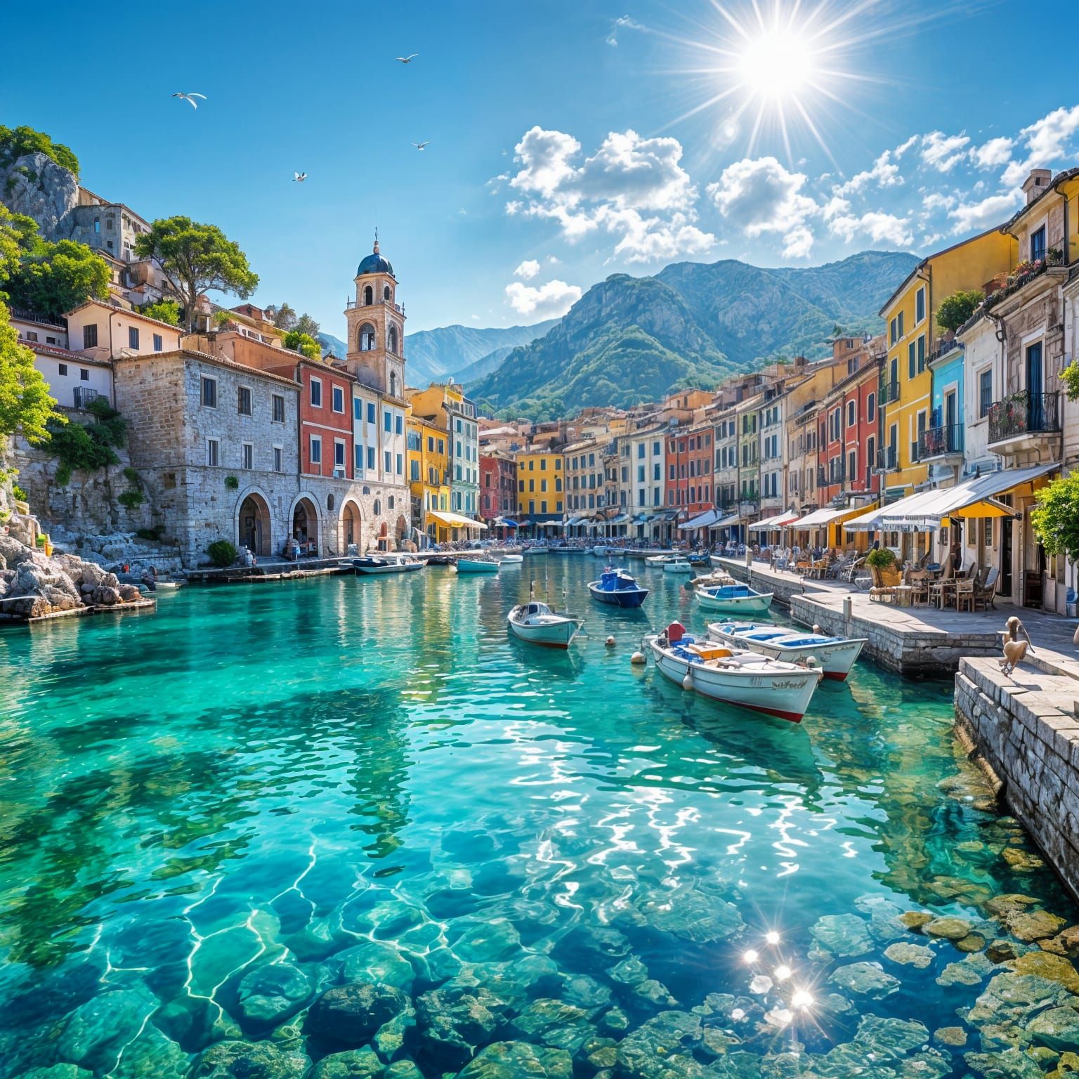 Stunning Mediterranean Old Town by Blue Sea