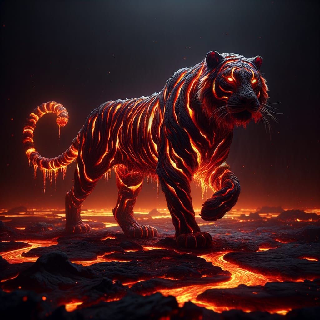 Lava Tiger in Dark Horror Fantasy