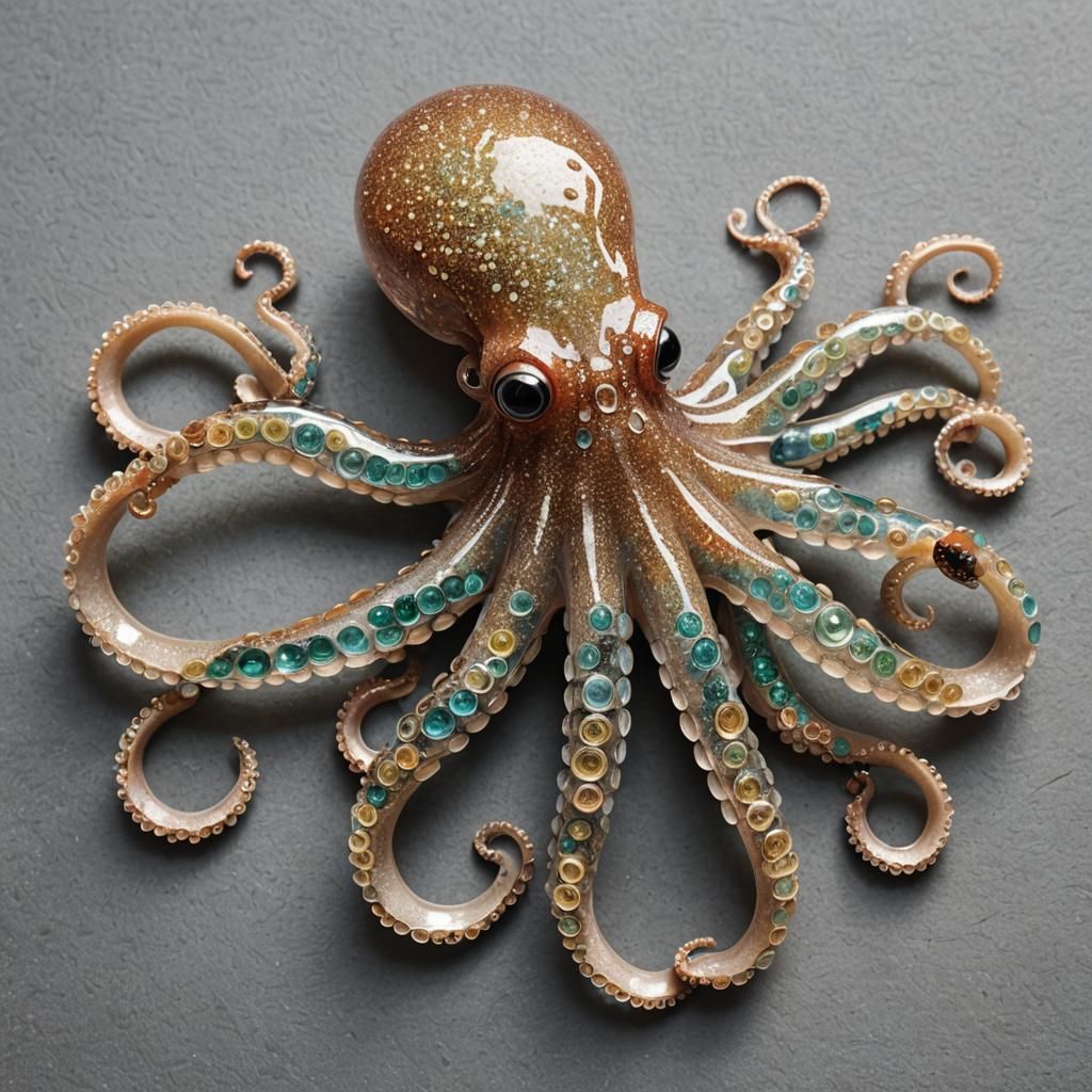 Glass Octopus with Glittercore Aesthetic
