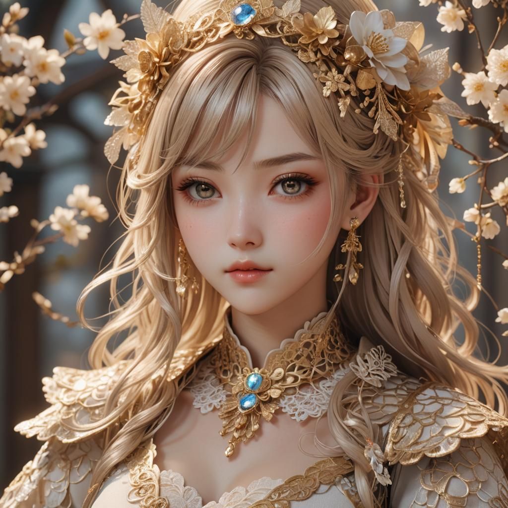 Anime Portrait of Beautiful Woman in 3D