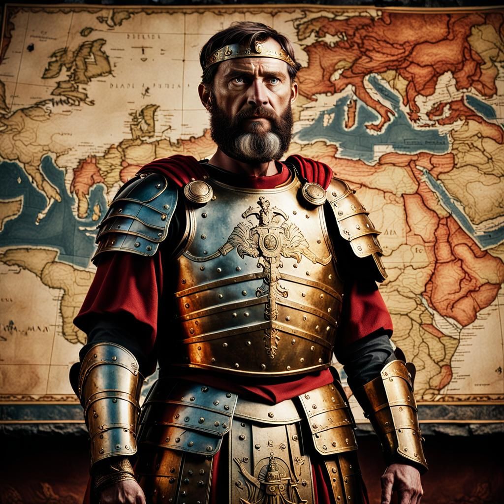 Roman General in Ornate Armor: Cinematic Still