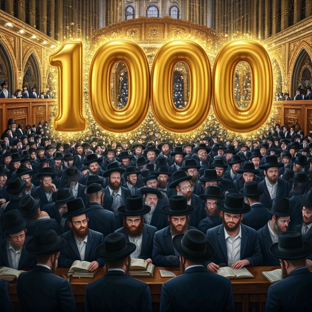 Yeshiva Students Studying Under Glittering Inscription