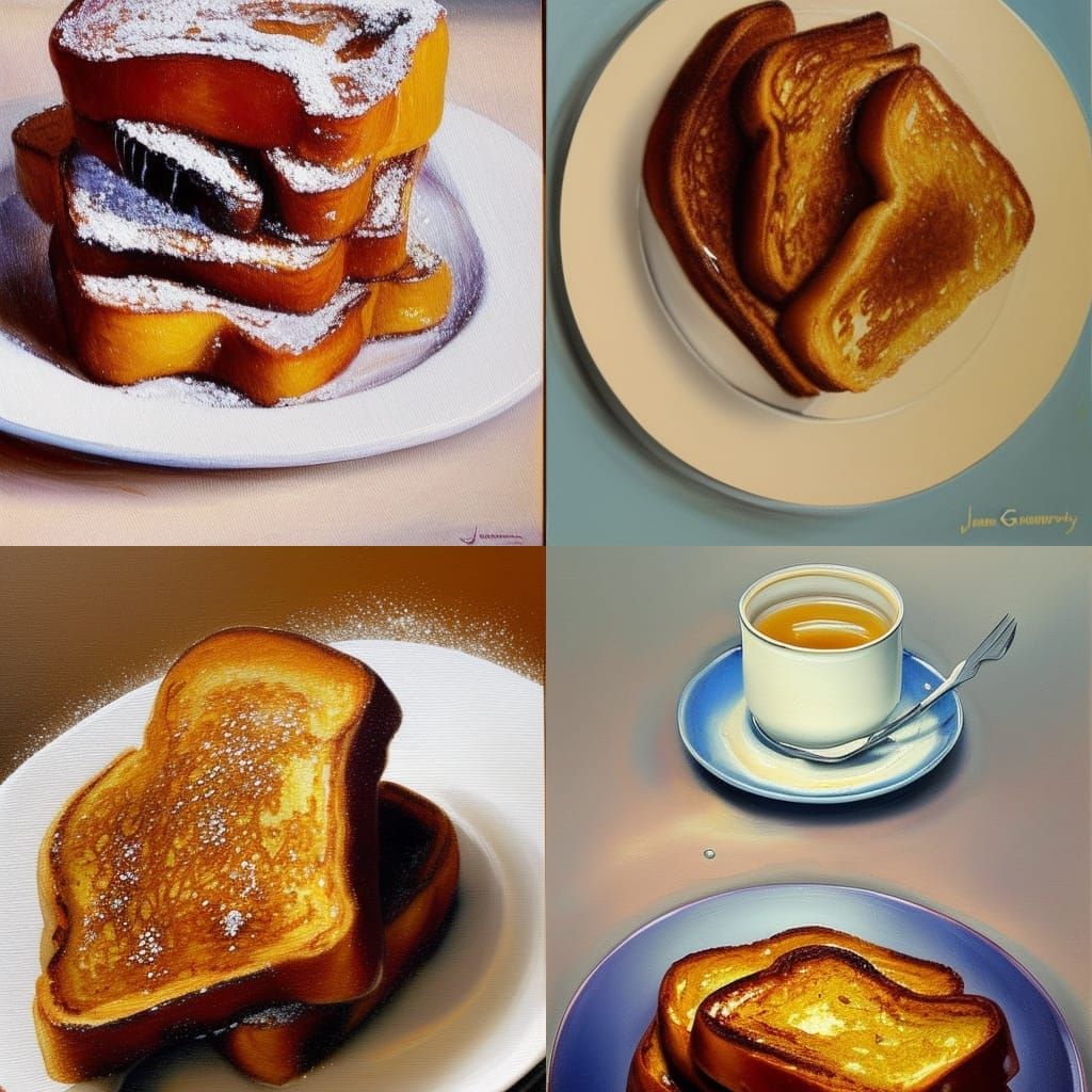 French Toast Still Life in Oil Painting Style