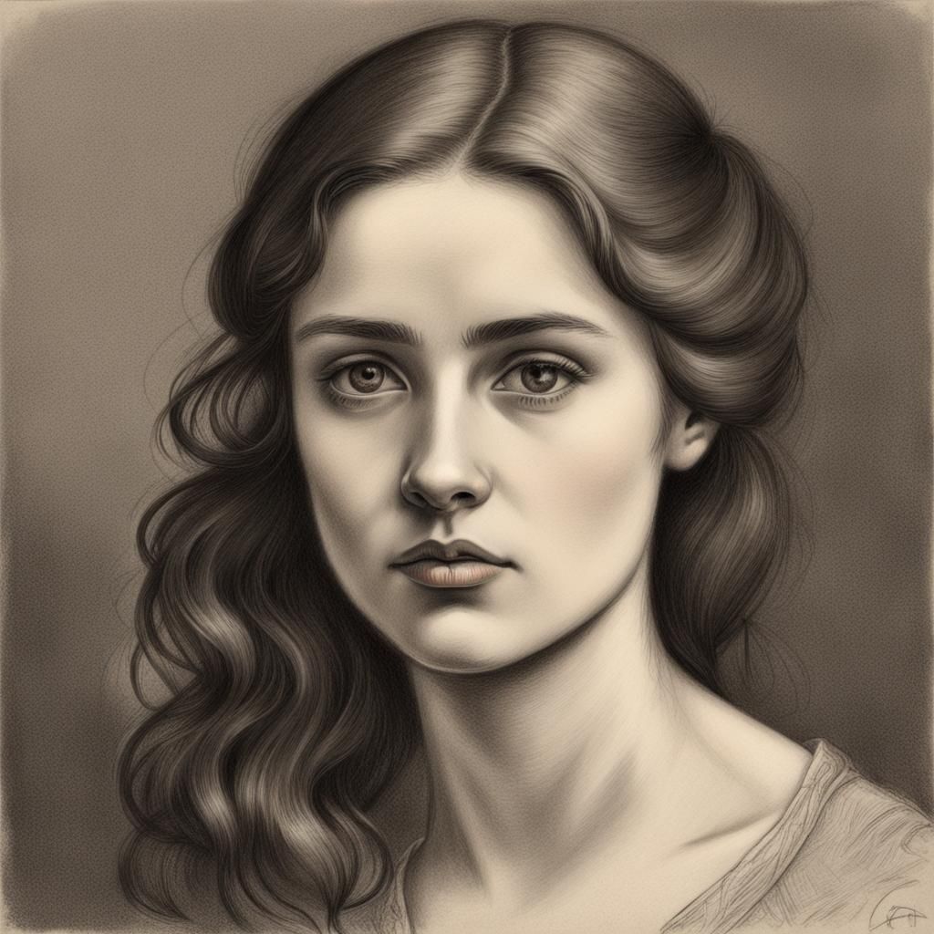 Independent Woman in 1870s Paris: Charcoal Drawing