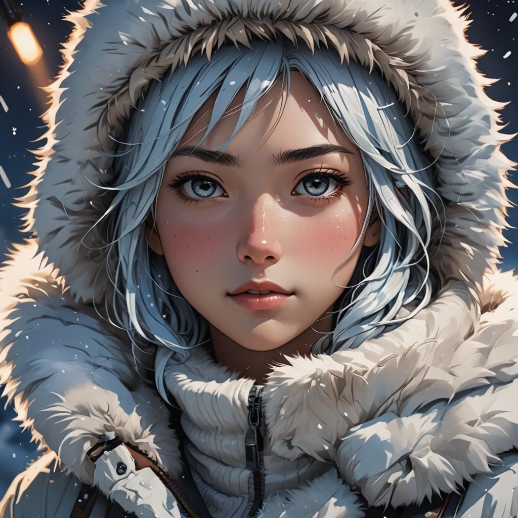 Anime Eskimo Beauty in Cel-Shaded Style