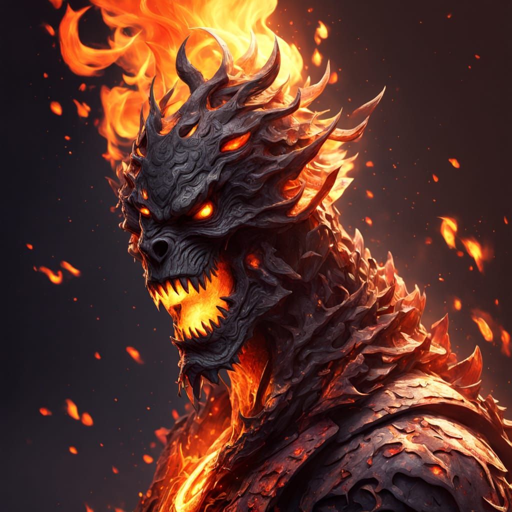 Fire Elemental Wearing a Hat in Dramatic Backlighting