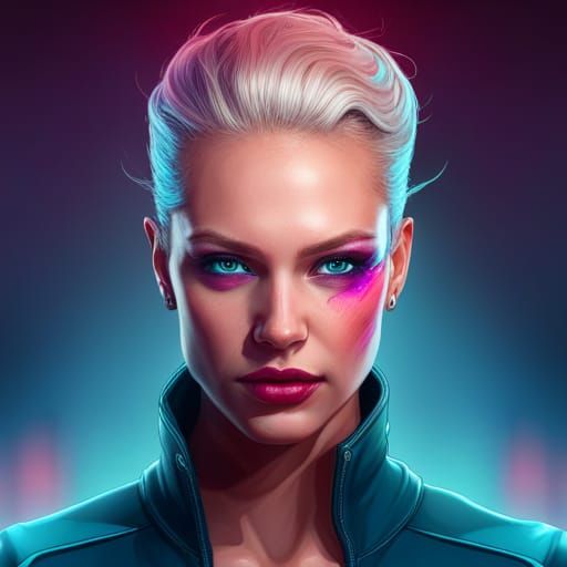 Neon Cyberpunk Demon Portrait