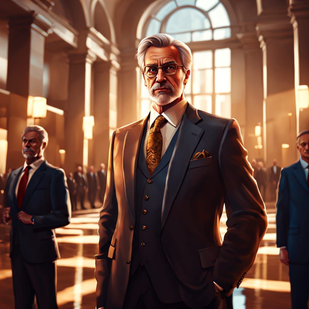 Governor in City Hall Portrait: Digital Painting