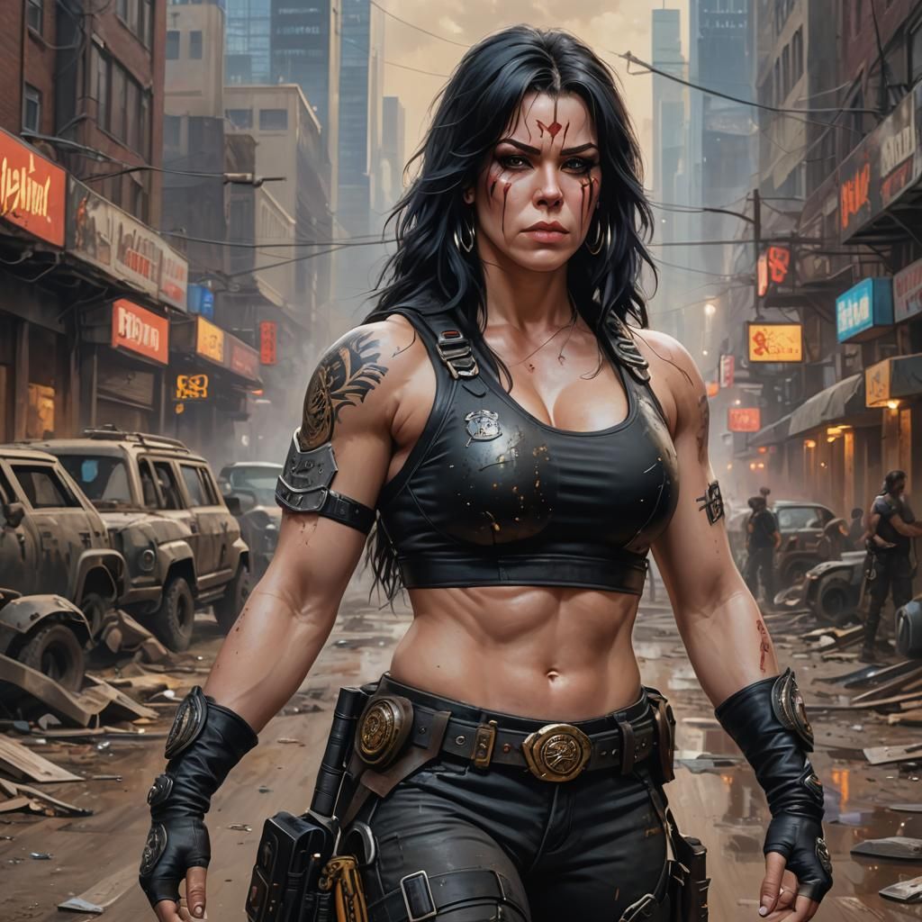 Post-Apocalyptic Wrestler: Hyper-Detailed Acrylic Portrait