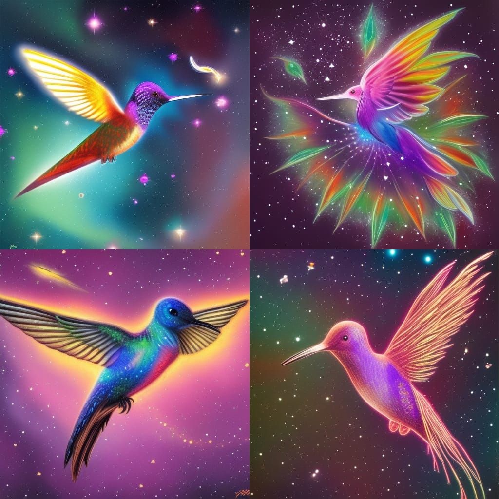 Galactic Hummingbird: Detailed Fantasy Concept Art